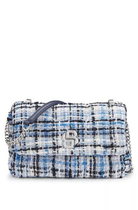 Multicoloured-tweed shoulder bag with Double B monogram