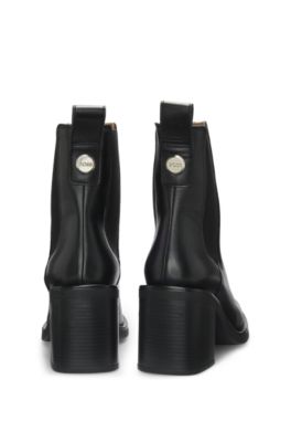 Leather Chelsea boots with logo hardware, Black