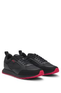 Sneakers van gemengde materialen met logoaccenten, Zwart