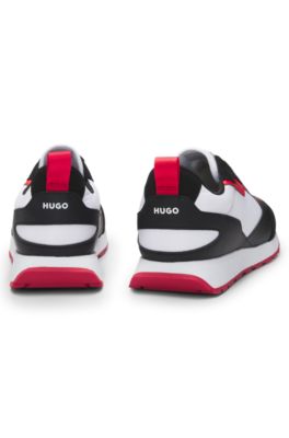 Mixed-material trainers with branded accents, Dark Grey