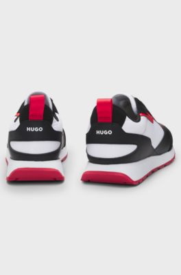 Mixed-material trainers with branded accents, Dark Grey