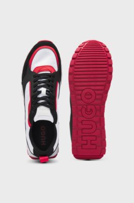 Mixed-material trainers with branded accents, Dark Grey