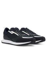 Sneakers in materiali misti con dettagli brandizzati, Blu scuro