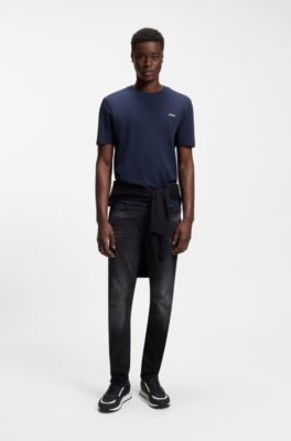 Mixed-material trainers with branded accents, Dark Blue