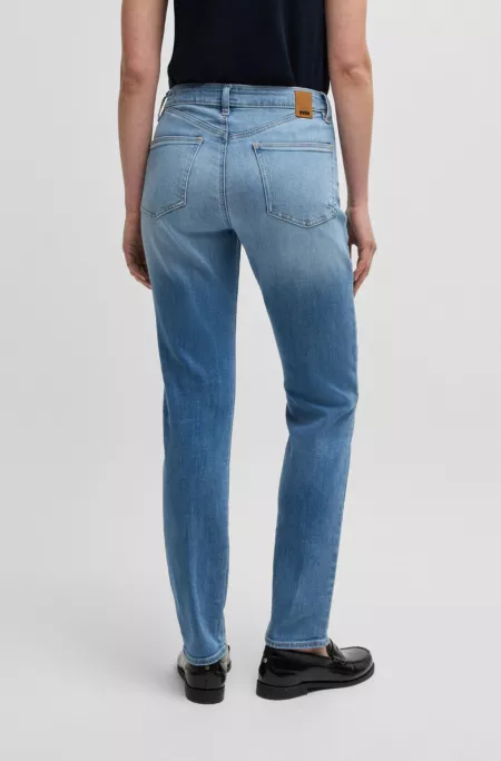 Slim-fit jeans in washed blue stretch denim