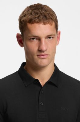 Poloshirt aus Baumwoll-Piqu&eacute; mit Kontrast-Logo, Schwarz