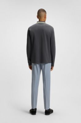 Poloshirt aus Baumwoll-Piqu&eacute; mit Kontrast-Logo, Dunkelgrau
