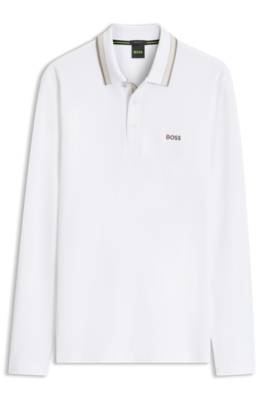 Boss Long-sleeved cotton piqué polo shirt pikéer herr – bild 4