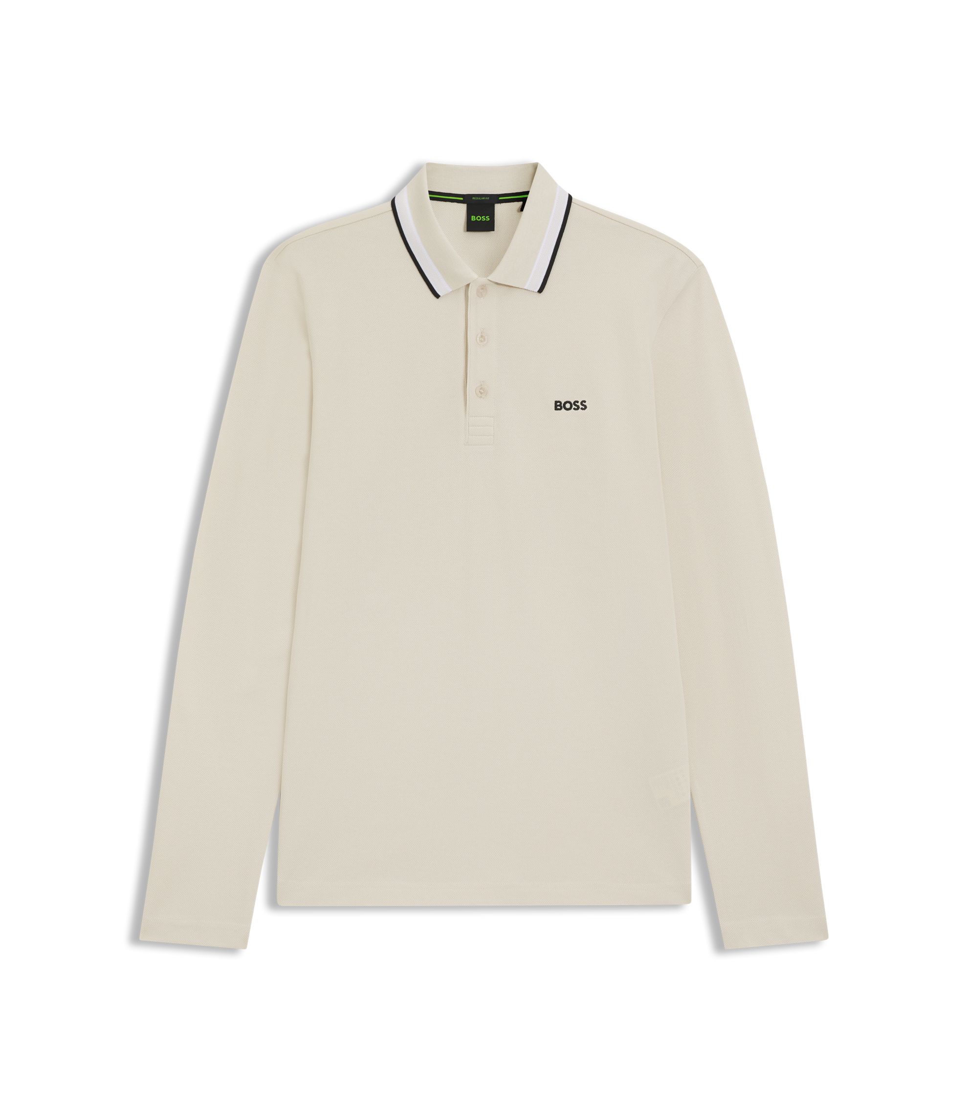 BOSS - コットンピケ ポロシャツ コントラストロゴ - ナチュラル