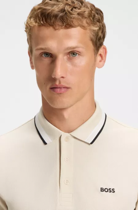 Polo en piqué de coton avec logo contrastant