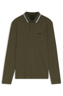 Boss Long-sleeved cotton piqué polo shirt pikéer herr – bild 4