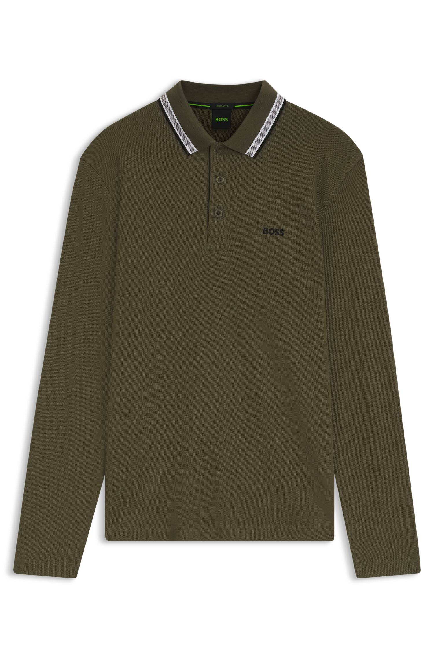 Boss Long-sleeved cotton piqué polo shirt pikéer herr – bild 4