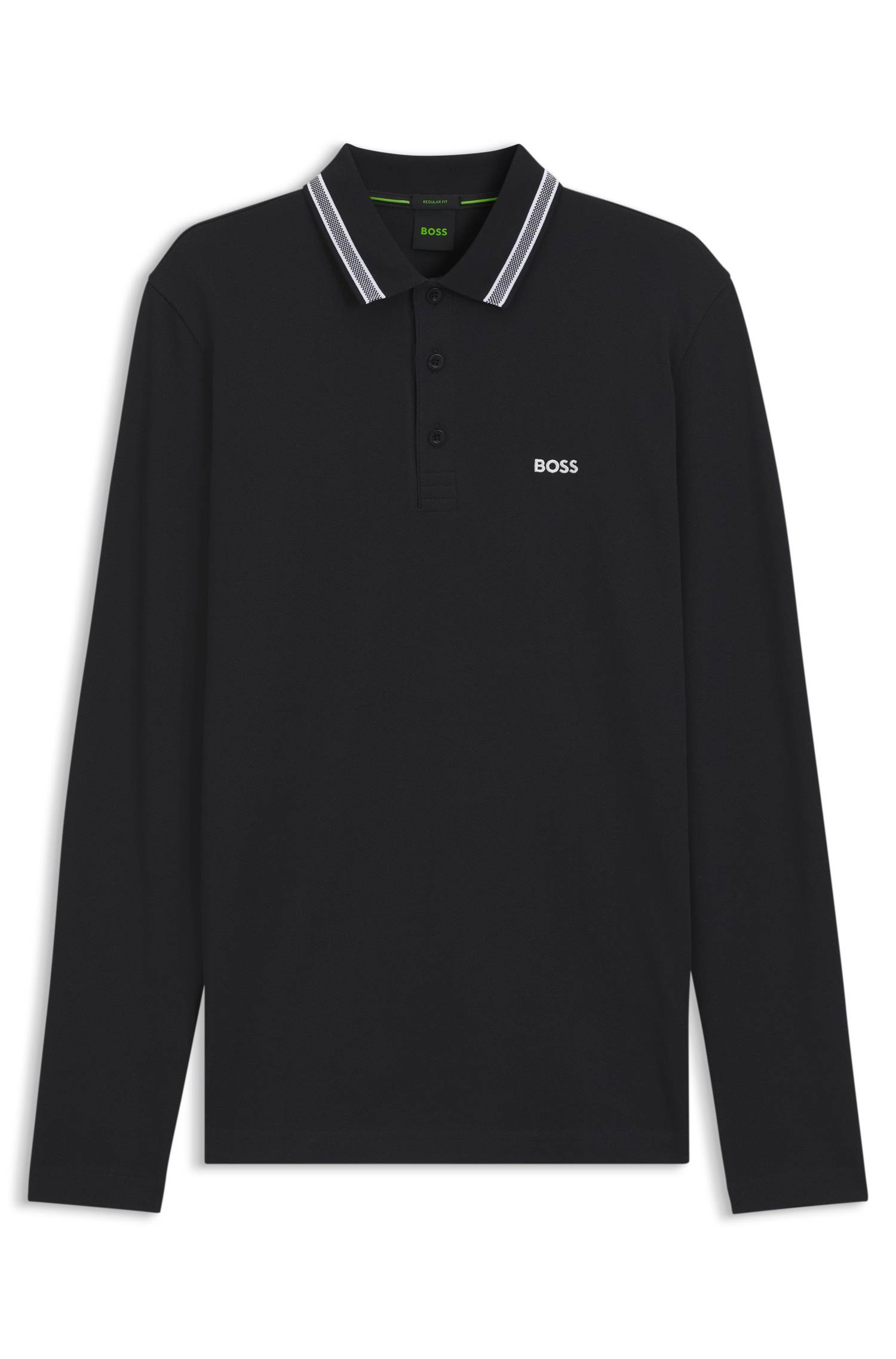 Boss Long-sleeved cotton piqué polo shirt pikéer herr – bild 4