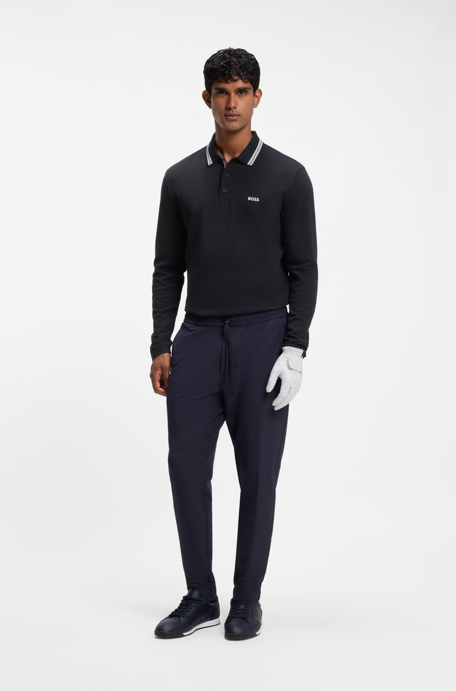 Boss Long-sleeved cotton piqué polo shirt pikéer herr – bild 2