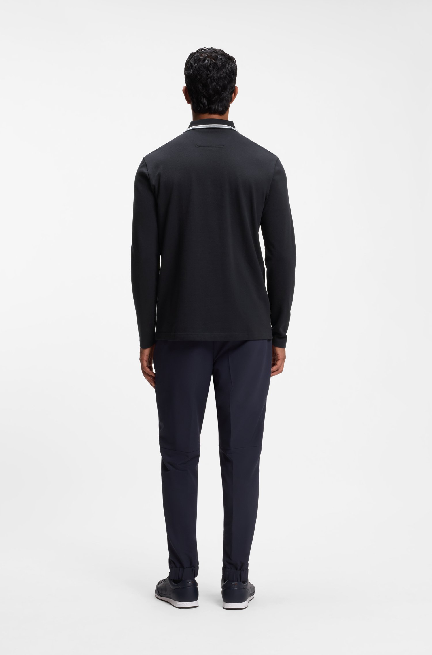 Boss Long-sleeved cotton piqué polo shirt pikéer herr – bild 3
