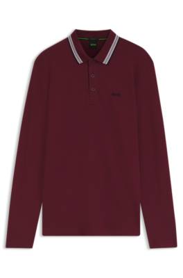 Boss Long-sleeved cotton piqué polo shirt pikéer herr – bild 4