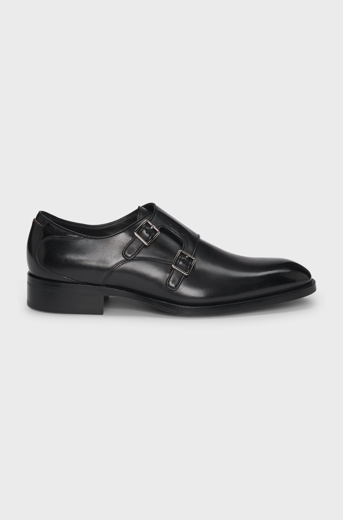 BOSS - ダブルストラップ モンクシューズ バーニッシュレザー BOSS - ダブルストラップ モンクシューズ バーニッシュレザー