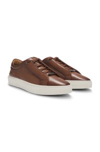 Gary low-top trainers in burnished leather, Brown