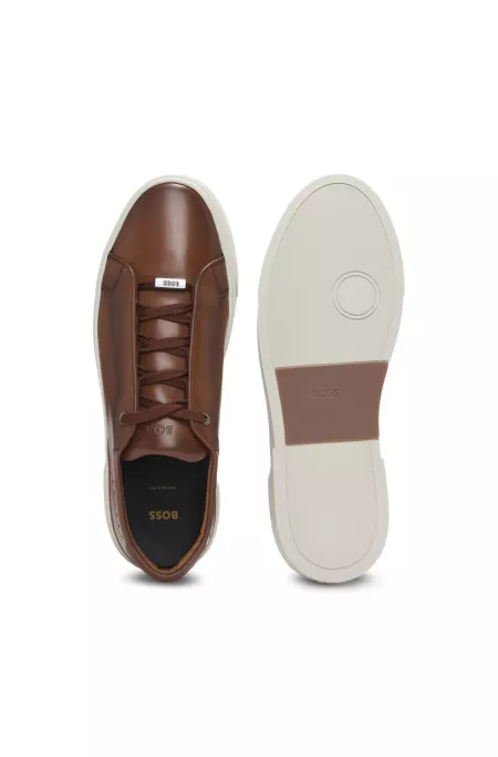 Gary low-top trainers in burnished leather