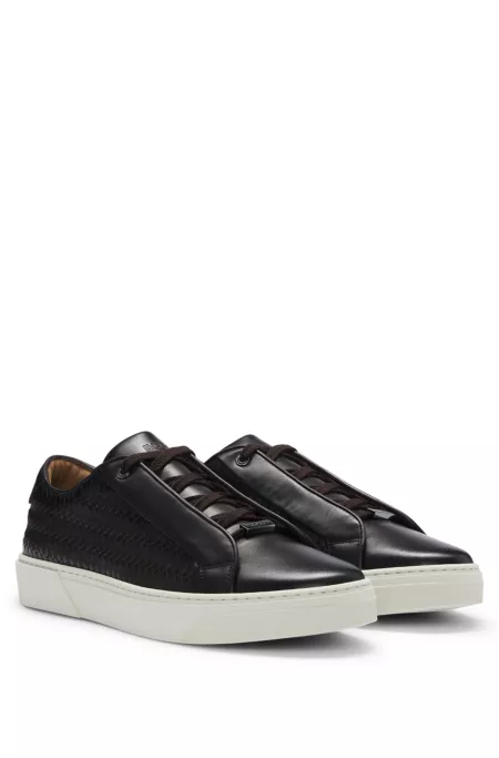 Gary trainers in leather with woven panels