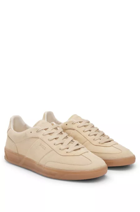 Suede lace-up trainers with logo detail
