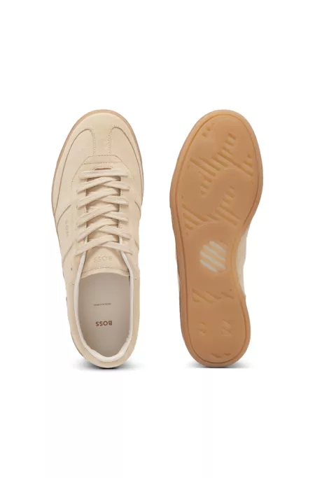 Suede lace-up trainers with logo detail
