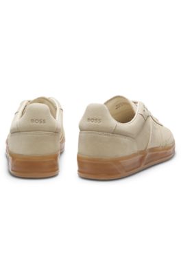 Suede trainers with rubber sole, Light Beige