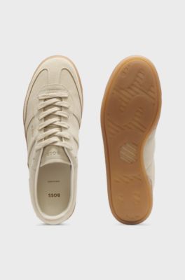 Suede trainers with rubber sole, Light Beige