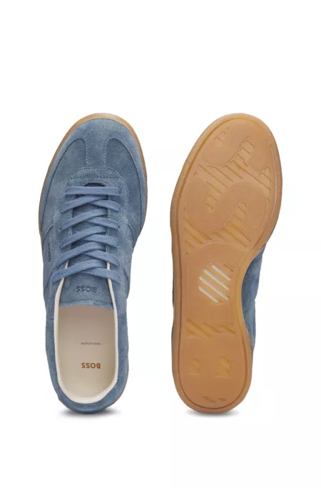 Suede lace-up trainers with logo detail