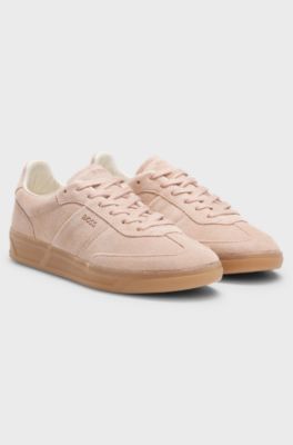 Suede trainers with rubber sole, light pink