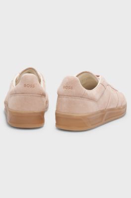 Suede trainers with rubber sole, light pink