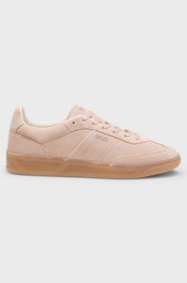 Suede trainers with rubber sole, light pink