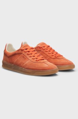 Suede trainers with rubber sole, Orange