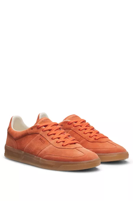 Suede lace-up trainers with logo detail
