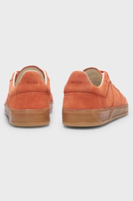 Sneakers aus Veloursleder mit Gummisohlen, Orange