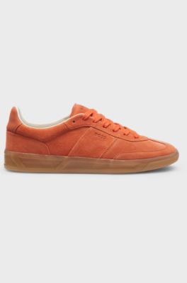 Suede trainers with rubber sole, Orange