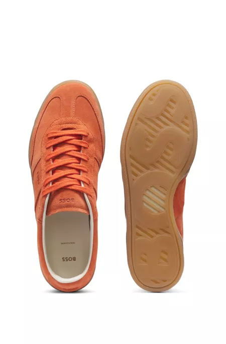 Suede lace-up trainers with logo detail