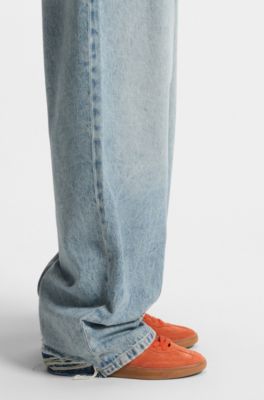 Suede trainers with rubber sole, Orange