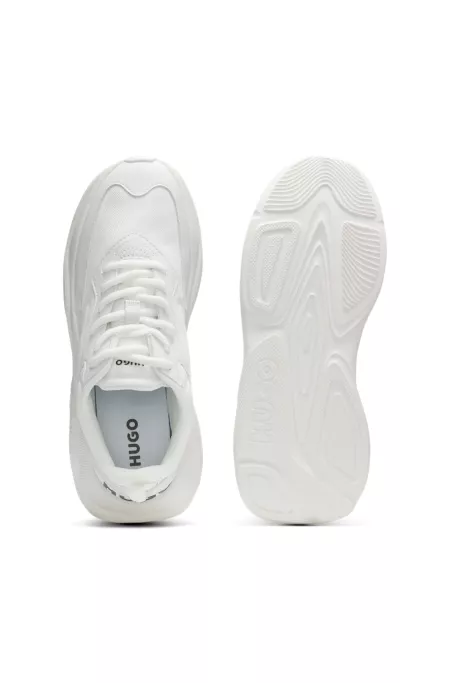 Mixed-material lace-up trainers with counter logo