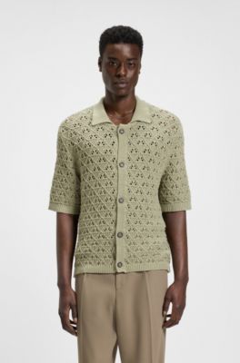 極美品 ヒューゴボス ニット テーラードジャケット カーディガン 麻100