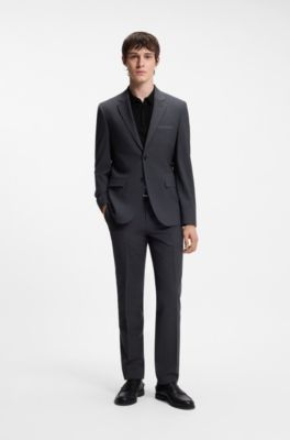 Knit polo with covered placket, Black