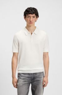Polo en maille avec patte de boutonnage recouverte, Blanc