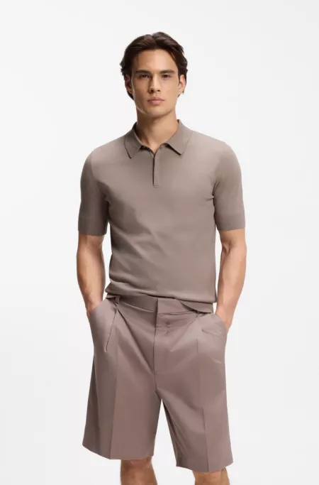 Knit polo with covered placket