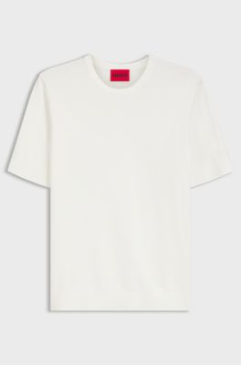 Slim-fit knitted sweater with short sleeves, White