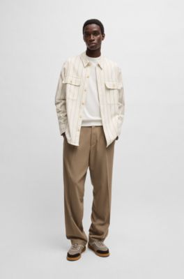 Slim-fit knitted sweater with short sleeves, White