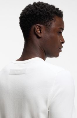 Slim-fit knitted sweater with short sleeves, White