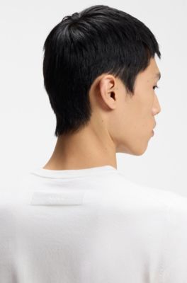 Slim-fit knit T-shirt, White