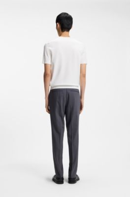 Slim-Fit Strick-T-Shirt, Wei&szlig;