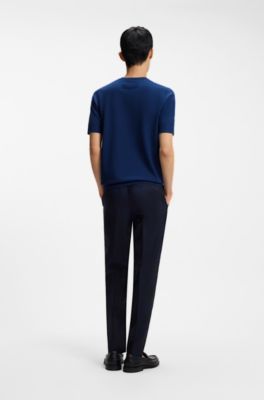 Slim-fit knit T-shirt, Blue