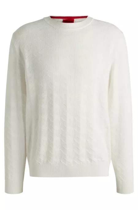 Cotton sweater with tonal Argyle pattern